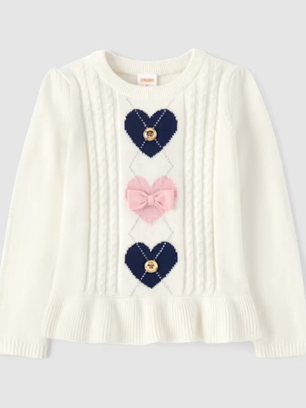 Gymboree Girls 6 White Long Sleeve Heart Argyle Sweater NWT Classroom Cutie